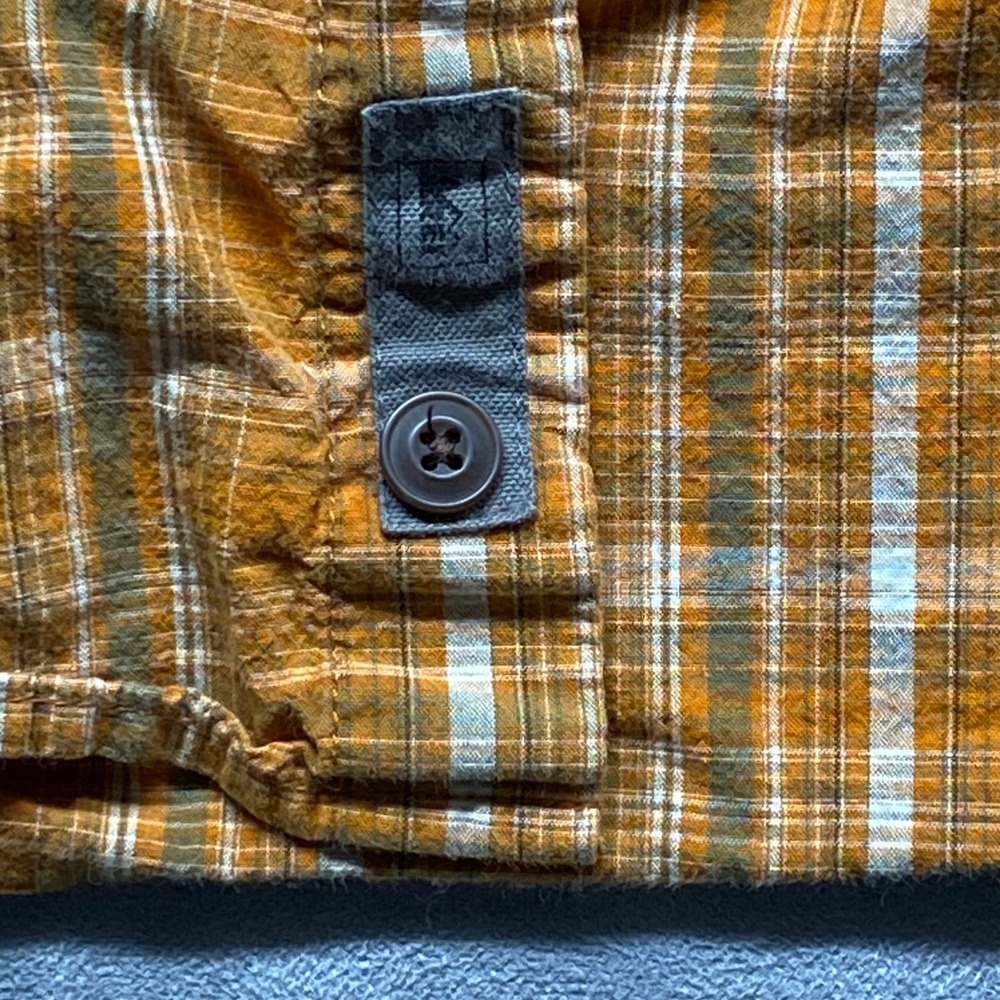 REI Mens XL Plaid Short Sleeve Button Up Shirt Casual Outdoor Work Beige Orange - Picture 9 of 14